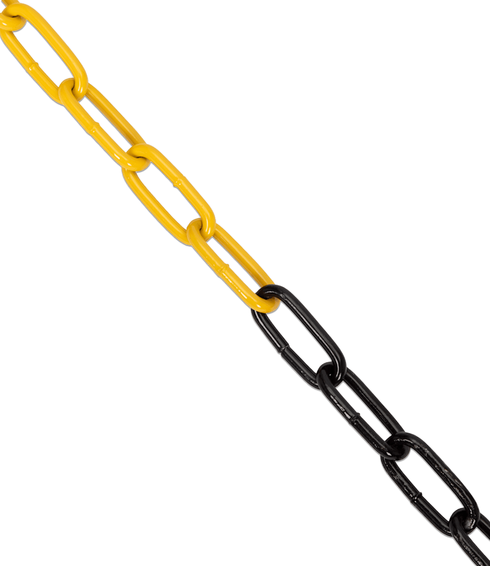 Afzetketting van staal, geel/zwart, 6 mm - lengte 10 meter