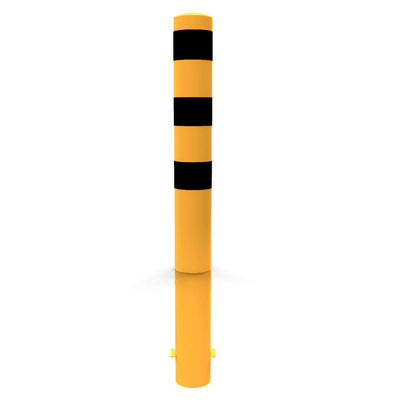 Rammschutzpoller Ø152mm Stahl verzinkt – gelb/schwarz - 1200/1500/2000mm - mit Bodenanker