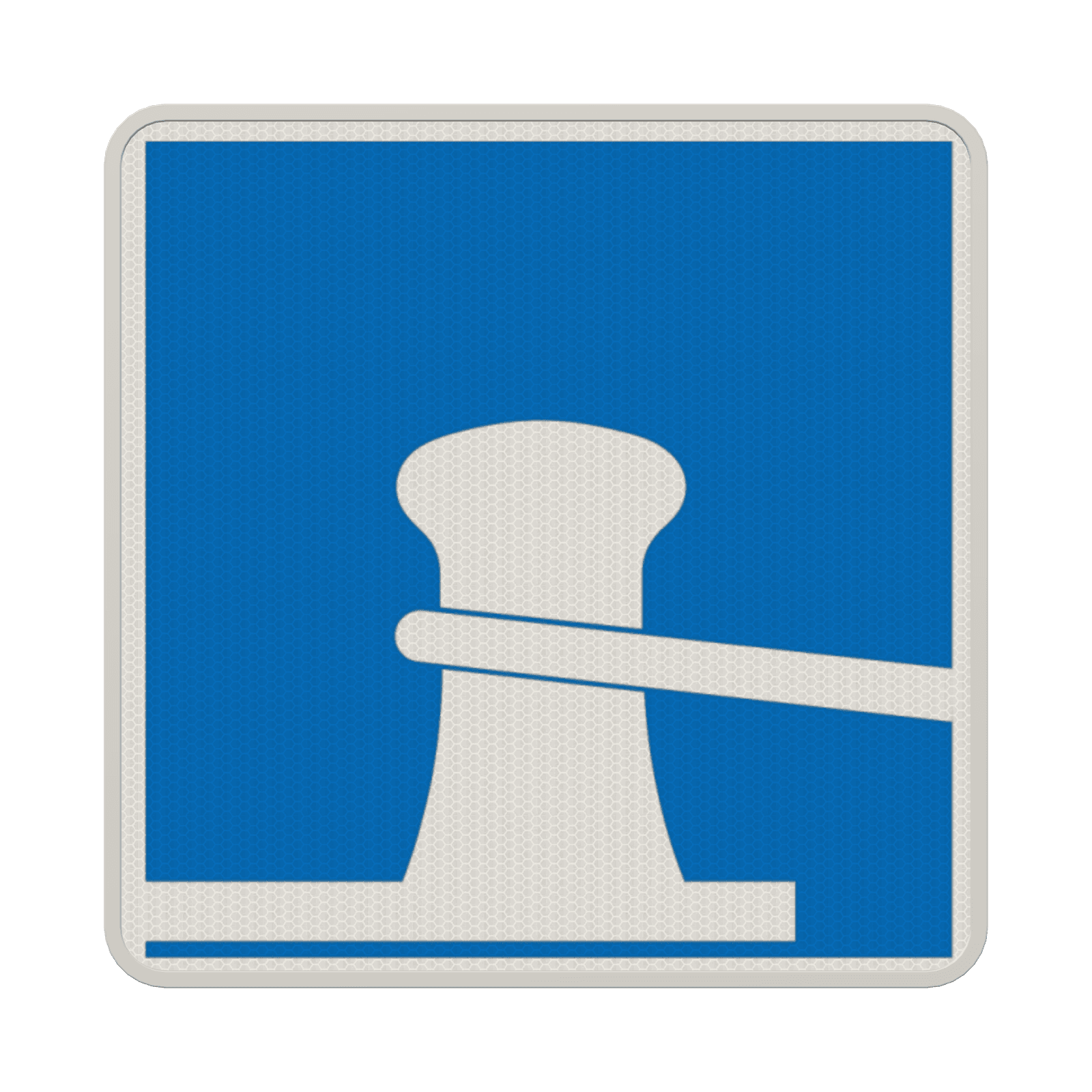 Schifffahrtsschild E.7 - Erlaubnis zum Festmachen am Ufer auf der Seite der Wasser­straße