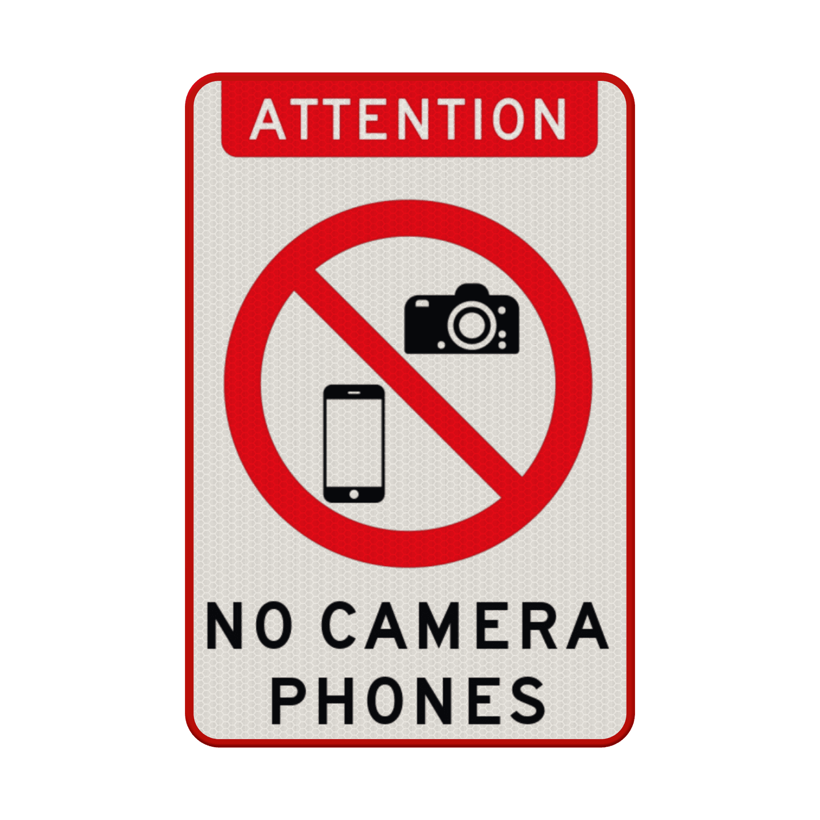 Verkeersbord verboden voor mobiele telefoon/camera's (foto/video) - reflecterend