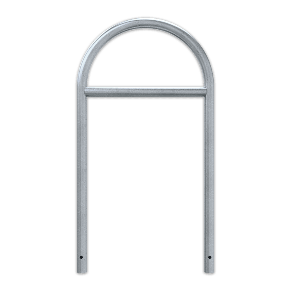 Fahrradbügel aus Stahl (Rundrohr Ø48) 650x1200mm mit Querholm - zum Einbetonieren