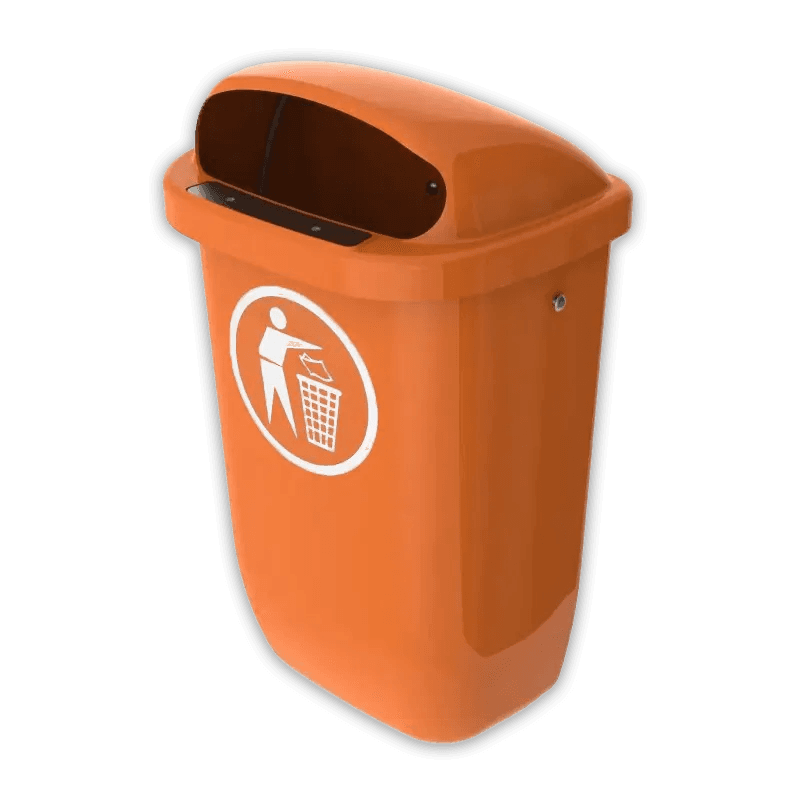 Kunststof buitenafvalbak TS-MOUNTY-CLASSIC-50L diverse kleuren, wand- of paalmontage - 50 liter