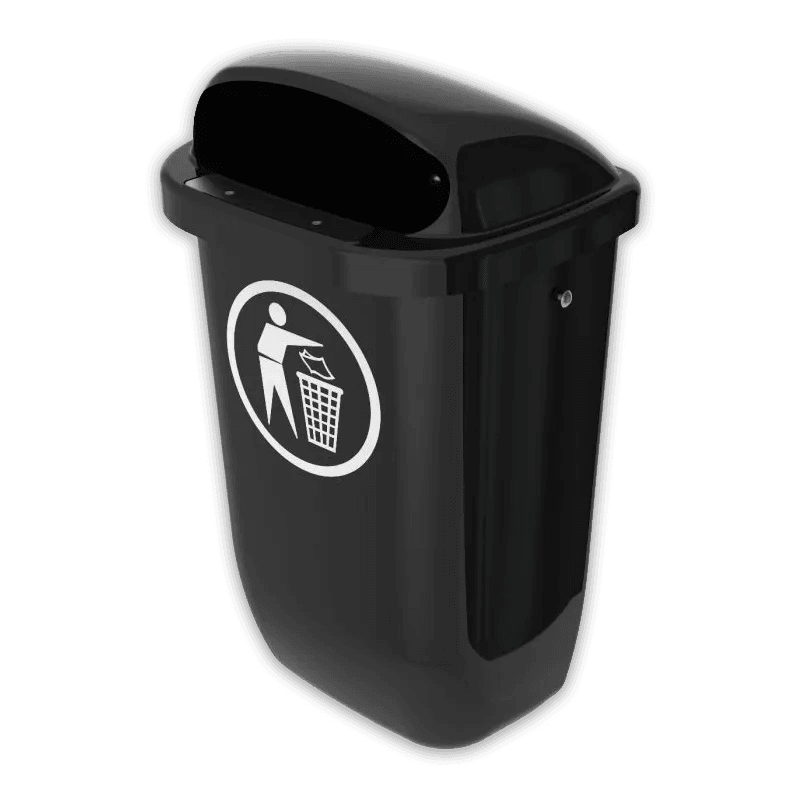 Vuilbak - 50 liter - kunststof - muurbevestiging