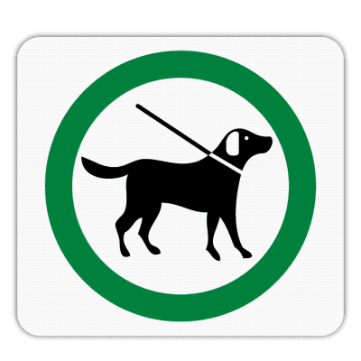 Vlak terreinbord 119x109mm - Pictogram Honden aan de leiband toegestaan