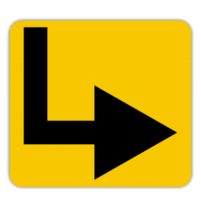 Vlak terreinbord 119x109mm - Pictogram Route met pijl