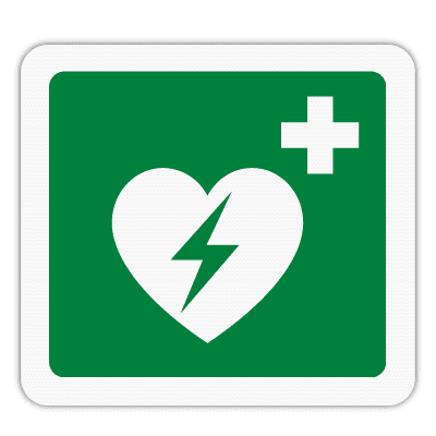 Vlak terreinbord 119x109mm - Pictogram AED aanwezig