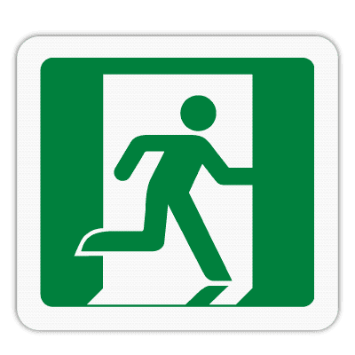 Vlak terreinbord 119x109mm - Pictogram Nooduitgang