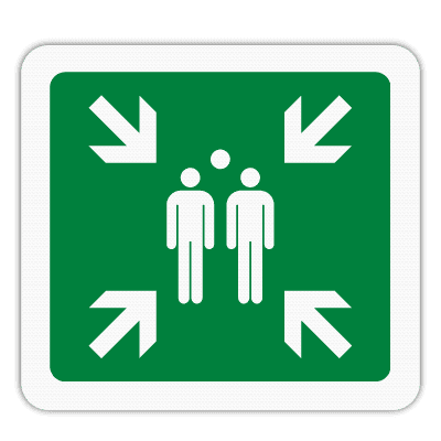 Vlak terreinbord 119x109mm - Pictogram Verzamelplaats