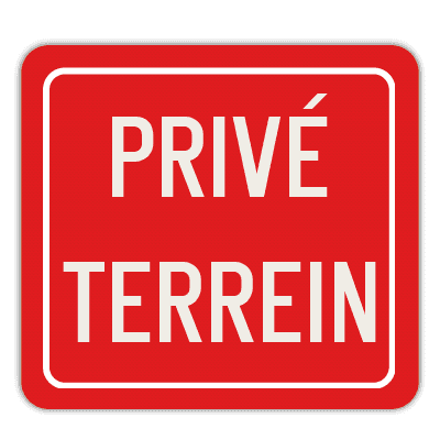 Vlak terreinbord 119x109mm - PRIVÉTERREIN