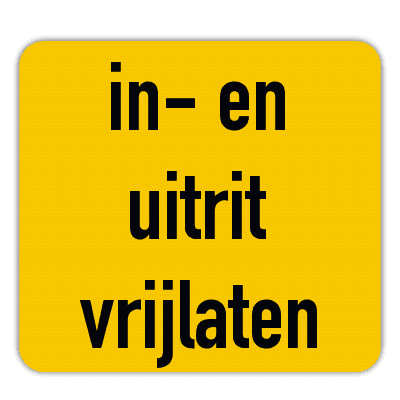 Vlak terreinbord 119x109mm - In- en uitrit vrijlaten