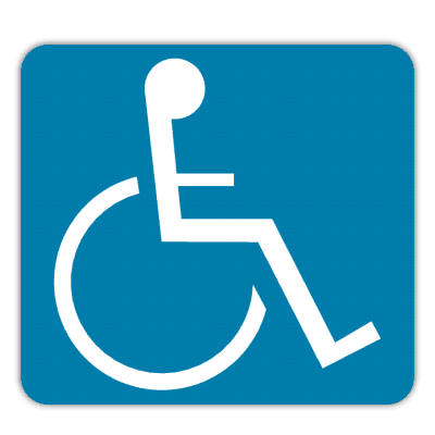Vlak terreinbord 119x109mm - Pictogram Mindervaliden