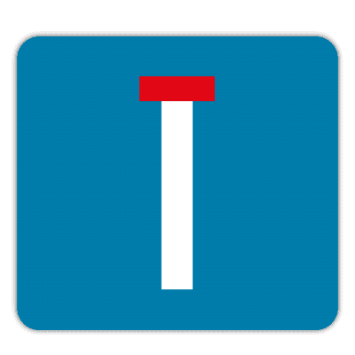 Vlak terreinbord 119x109mm - Pictogram Doodlopende weg