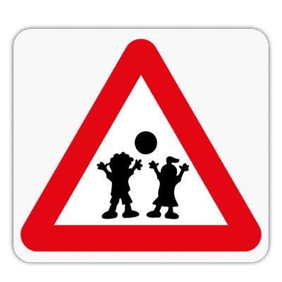 Vlak terreinbord 119x109mm - Pictogram Spelende kinderen