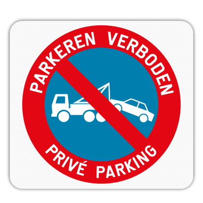 Vlak terreinbord 119x109mm - Pictogram Privé Parking