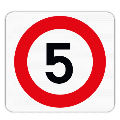 Vlak terreinbord 119x109mm - Pictogram Max snelheid (aanpasbaar)