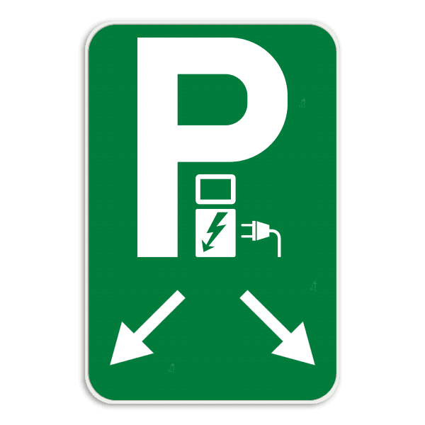 Parkeerbord Elektrisch opladen - pijlverwijzing - groen