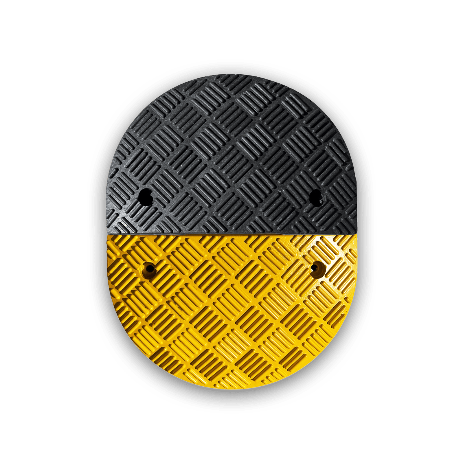 Ralentisseur rond en plastique recyclé - Ø420x50mm - jaune/noir (en deux pièces)