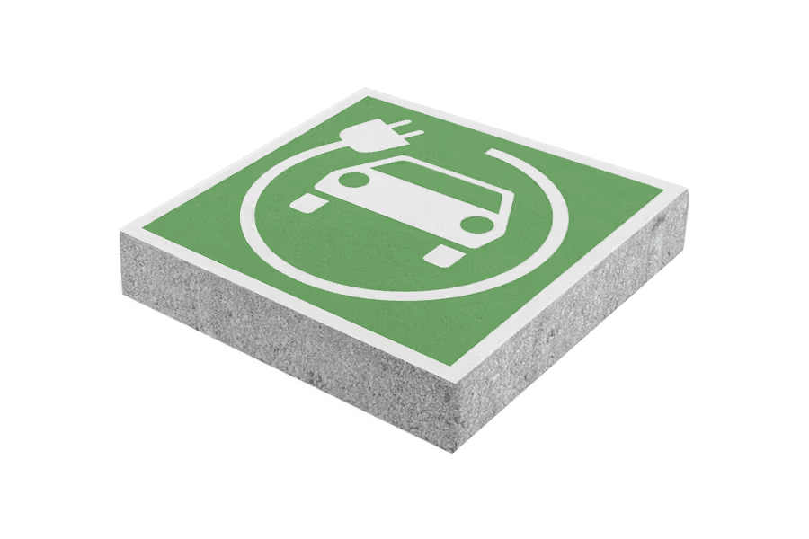 Symbooltegel oplaadpunt elektrische auto - 300x300x60mm met facetrand