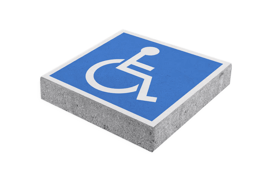 Parkeertegel mindervalide blauw/wit - 300x300mm met facetrand