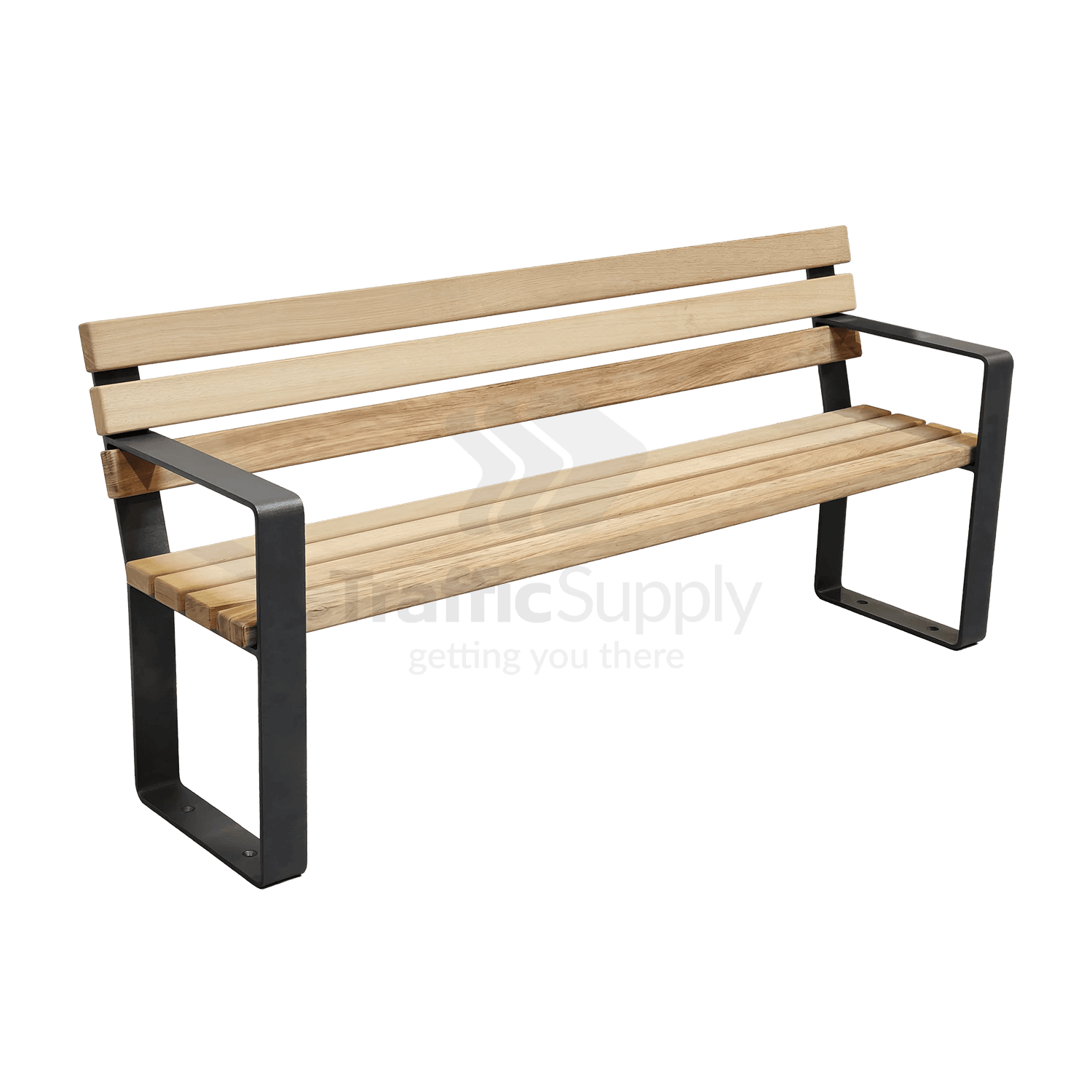 Banc public avec dossier - type Bach - acier/bois - 1800 mm