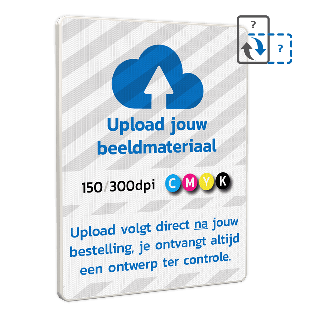 Verkeersbord aluminium dubbel omgezette rand (maatwerk) - reflecterend met eigen ontwerp