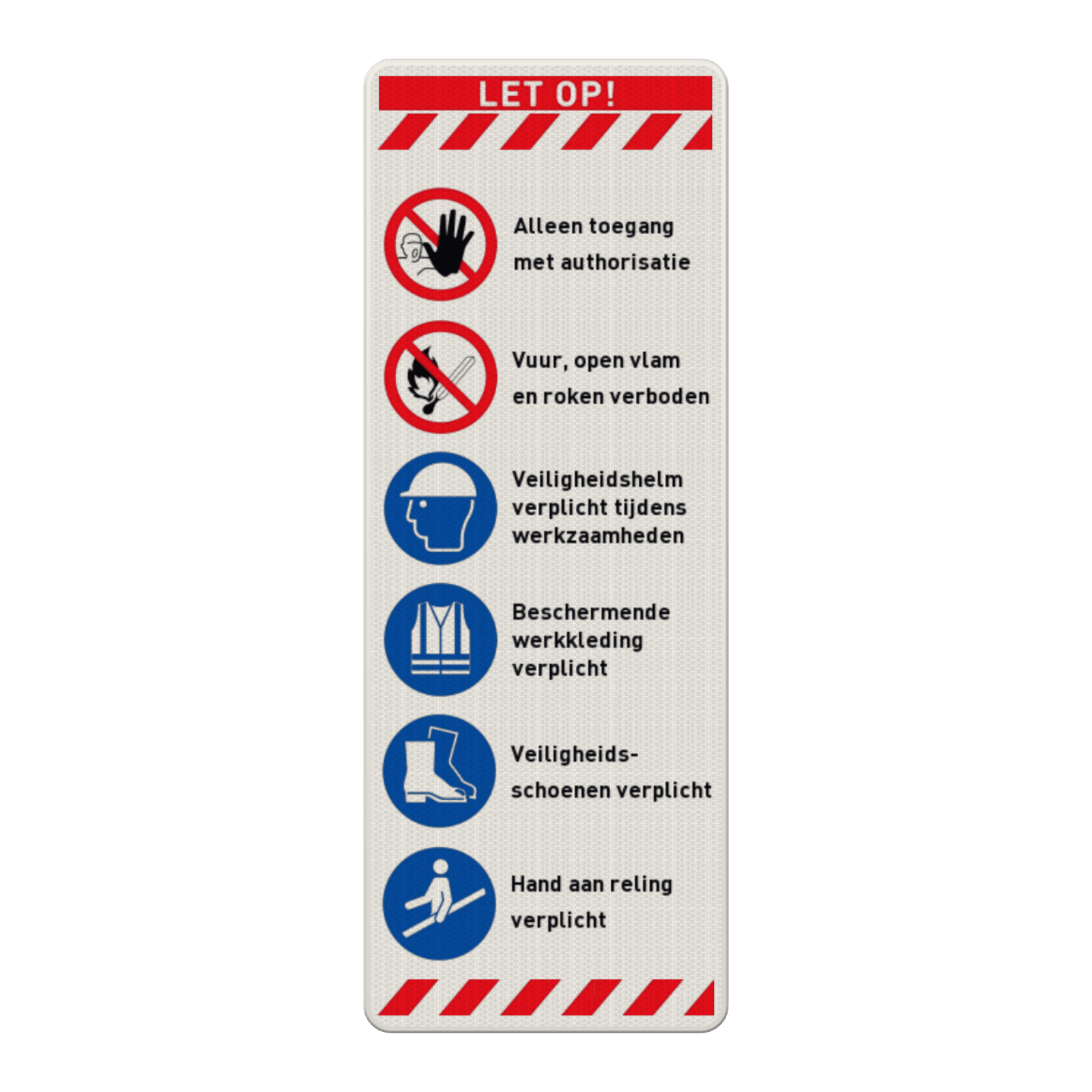 Veiligheidsbord PBM's / veiligheidsinstructies toegang terrein - reflecterend