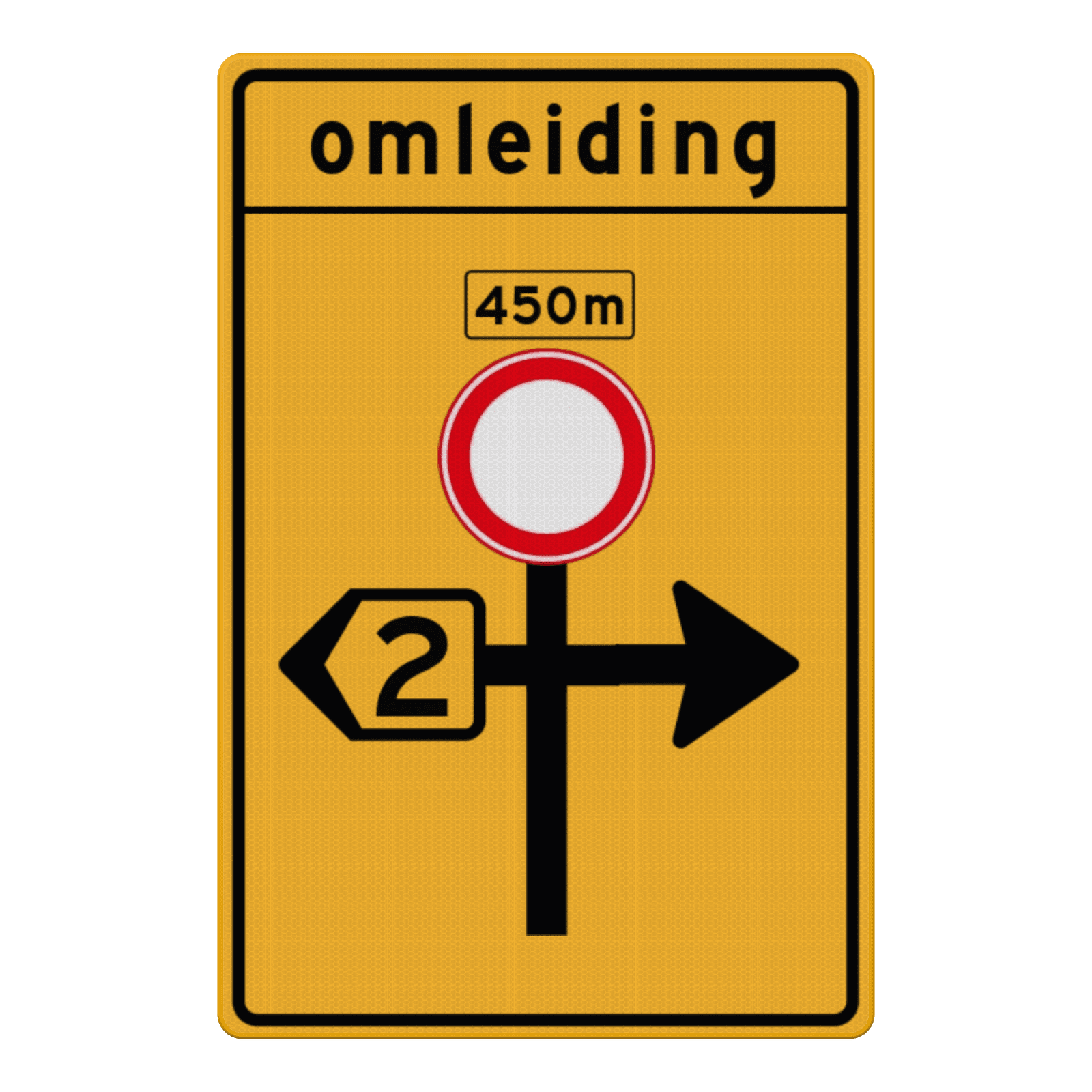 Omleidingsbord WIU - C01, omleiding, volg route - reflecterend
