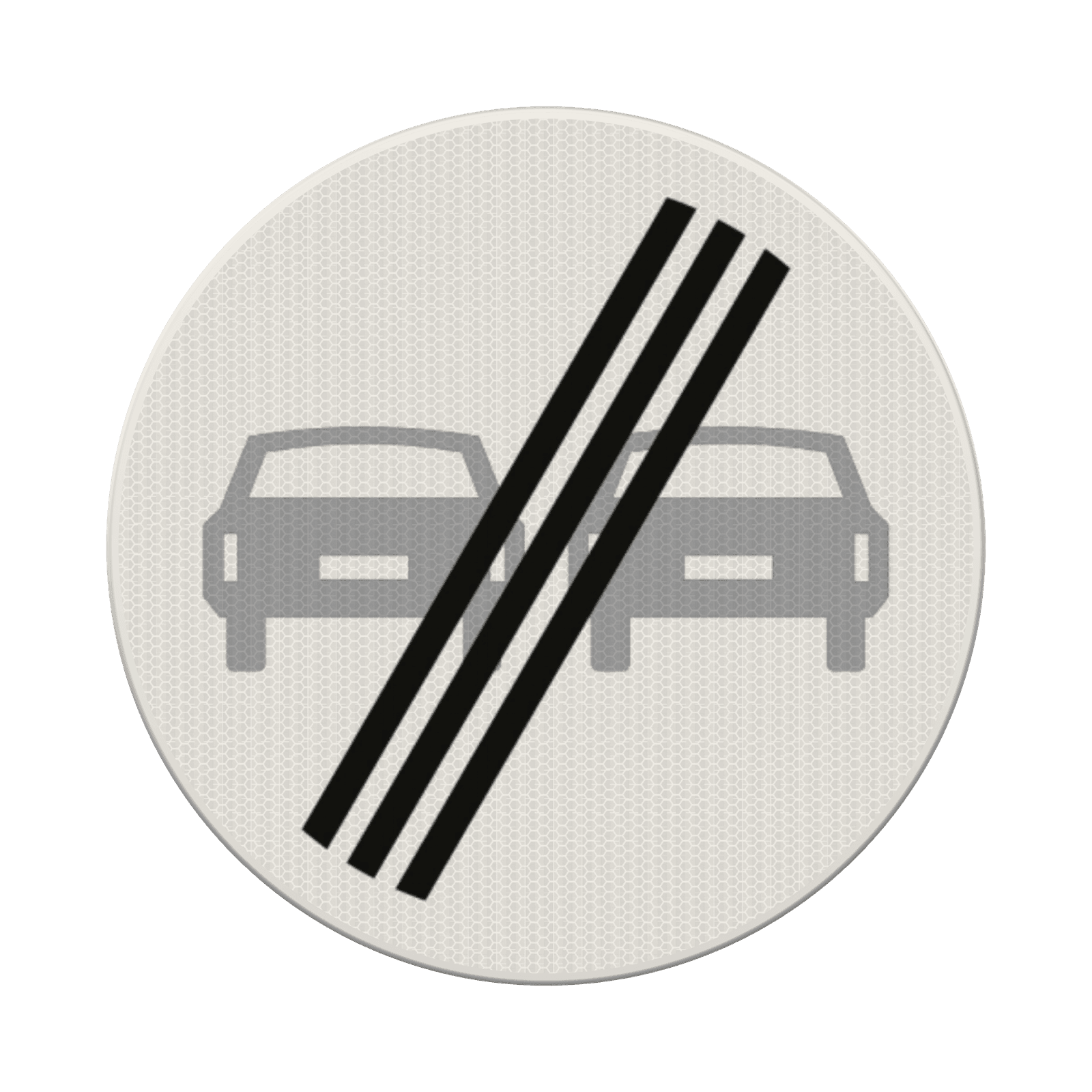 Verkeersbord einde inhaalverbod RVV F02 - reflecterend