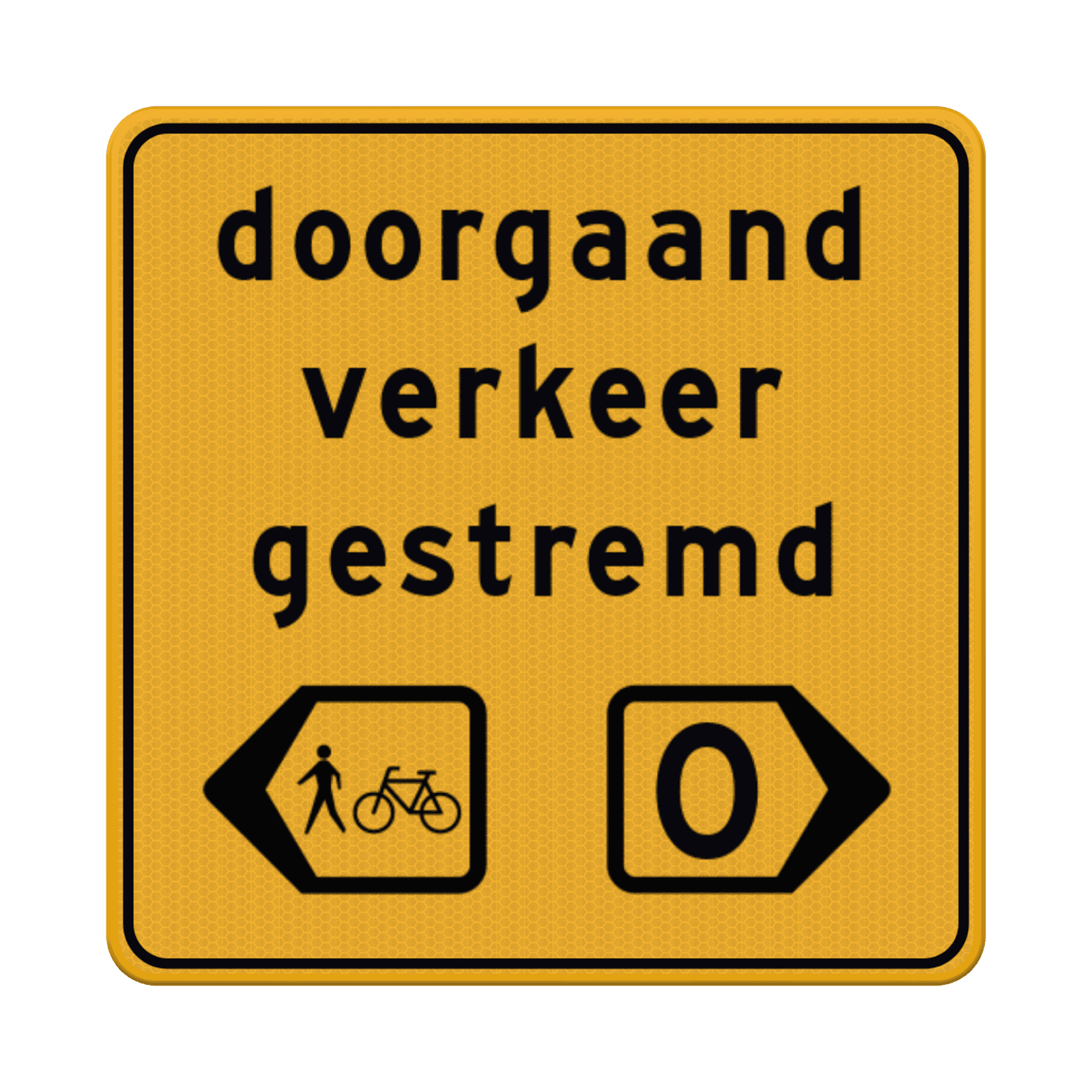 Omleidingsbord doorgaand verkeer gestremd - reflecterend