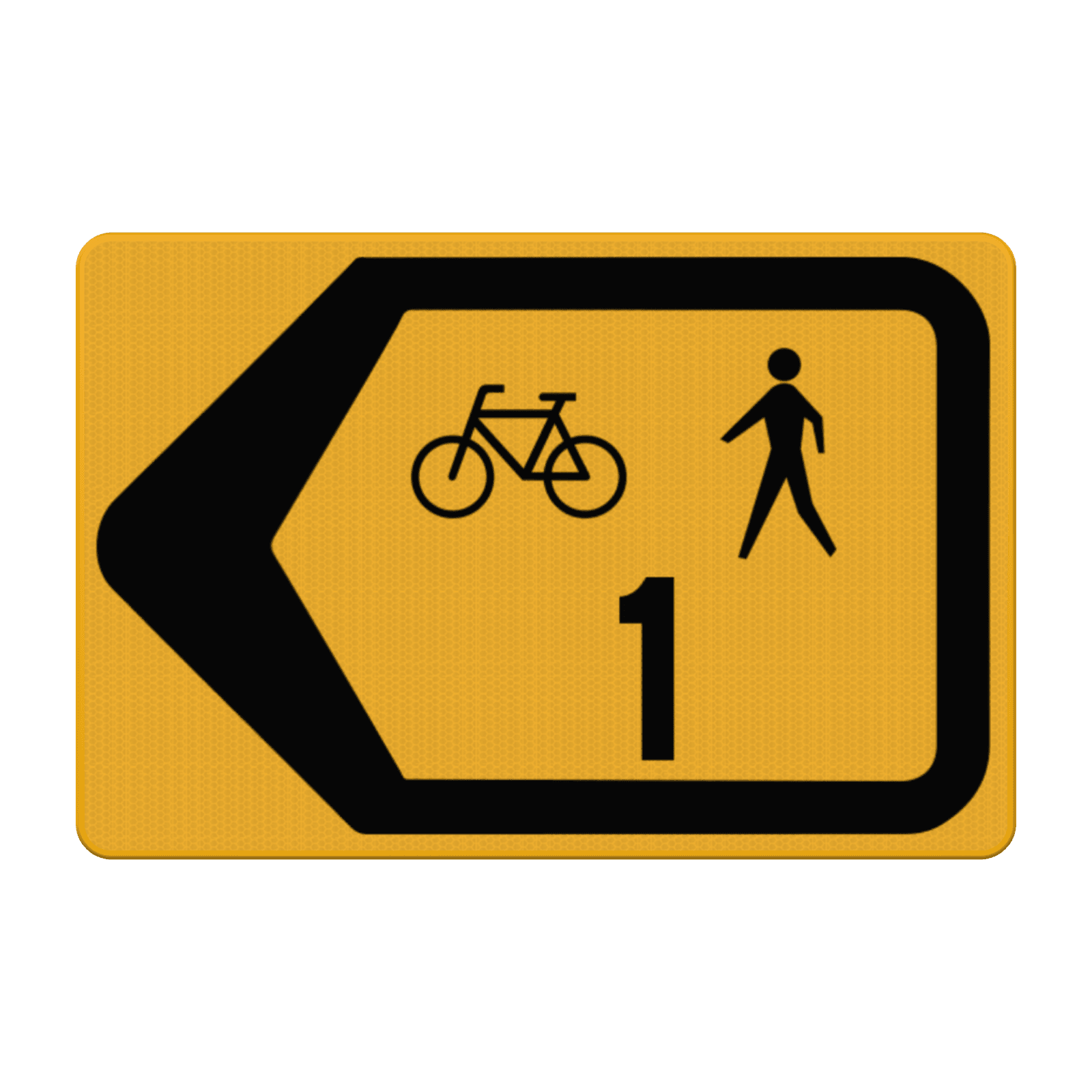 Verkeersbord pijlkader omleiding fietsers/voetgangers + cijfer - reflecterend