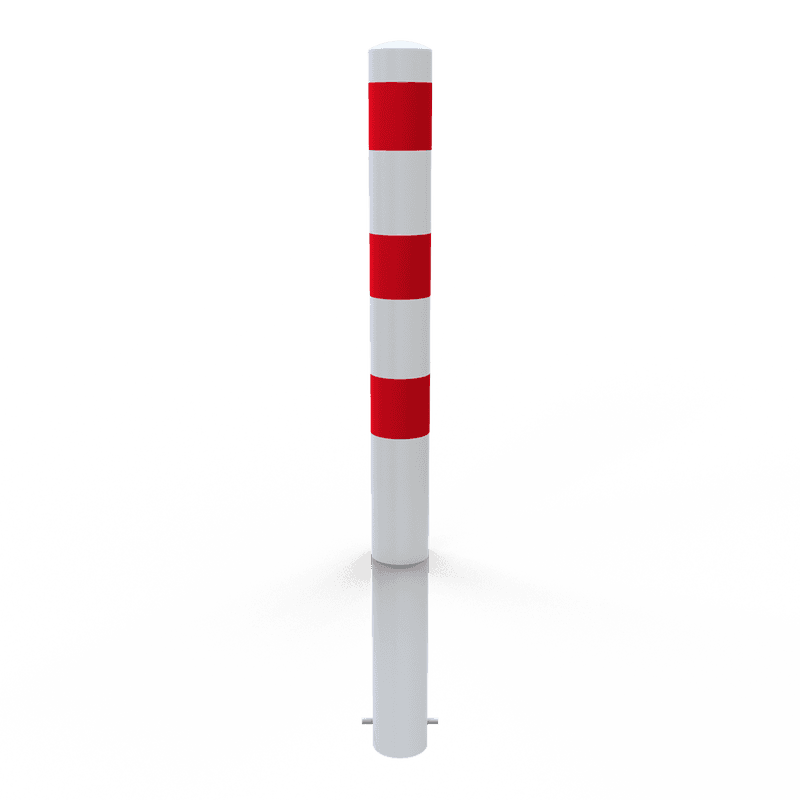 Rampaal Ø108mm staal verzinkt - wit/rood - met grondanker