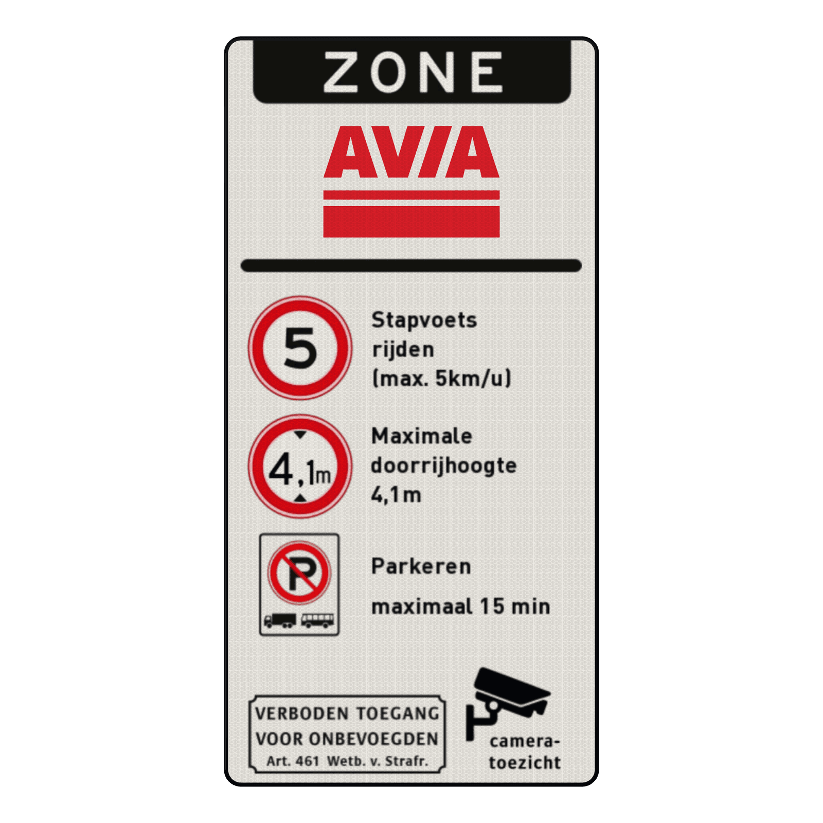 Verkeersbord zone verzorgingsplaats verkeersregels vrachtverkeer - reflecterend