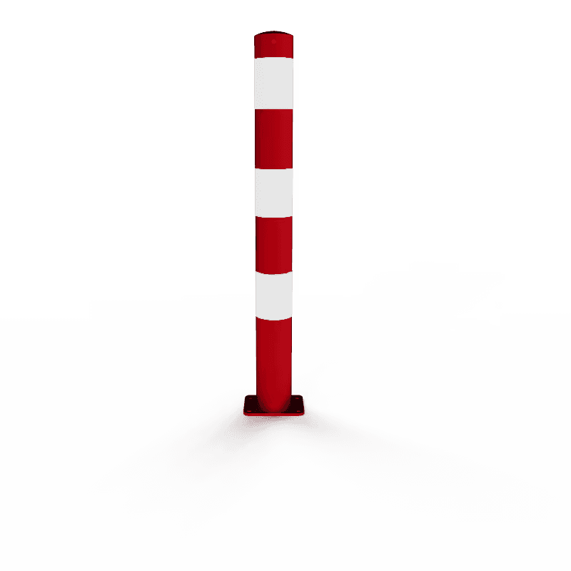 Beschermpaal Ø89x900mm staal verzinkt - rood/wit - met vloermontage