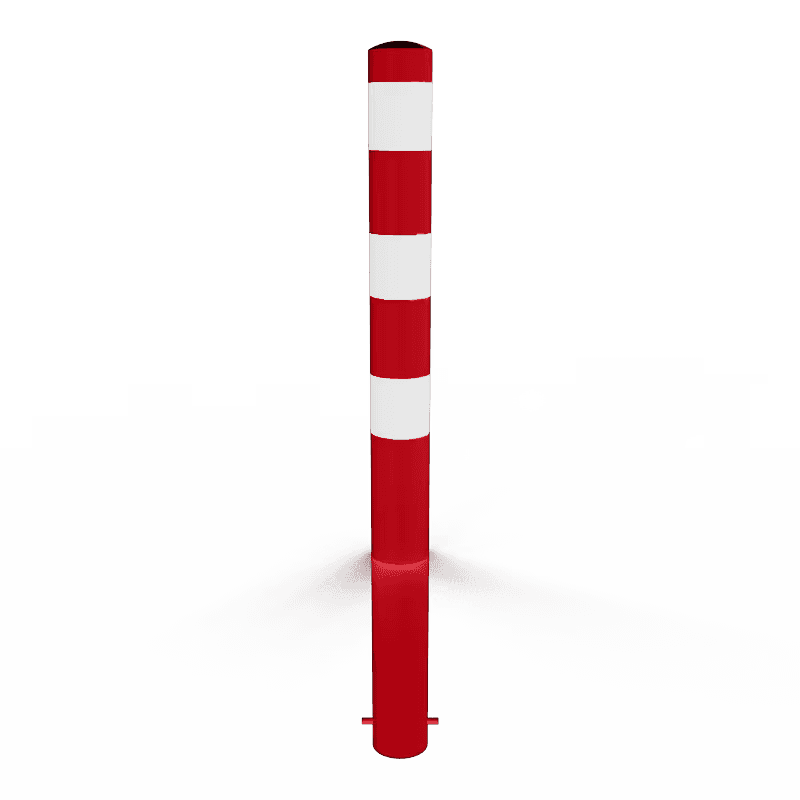 Beschermpaal Ø108x1300mm staal verzinkt - rood/wit - met grondanker