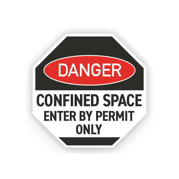 Bord danger confined space, permit only - reflecterend