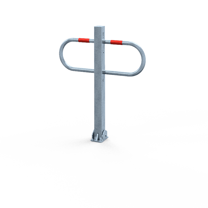 Anti parkeerbeugel staal hoog model, neerklapbaar met cilinderslot