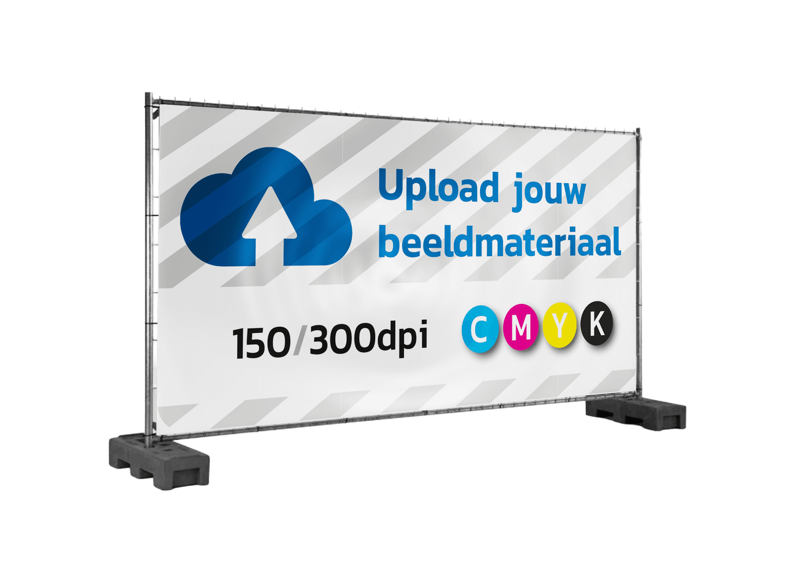 Bouwhekdoek 335x175cm, banner 510 – met eigen ontwerp