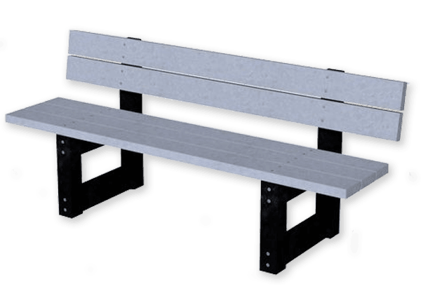 Parkbank met rugleuning kunststof type London - Mineral Grey / zwart