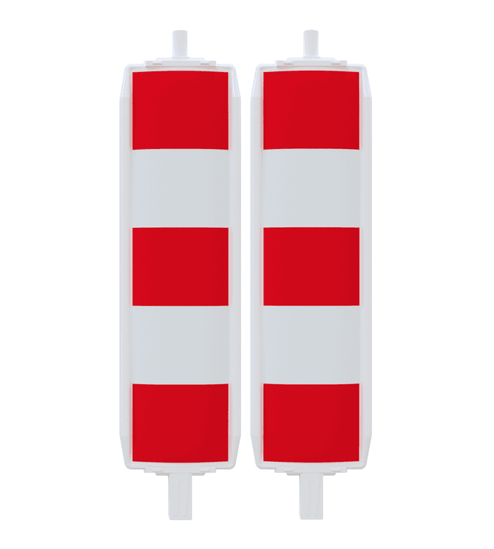 Kunststoffbake Typ 60 geblockt, doppelseitig, rot/weiß reflektierend