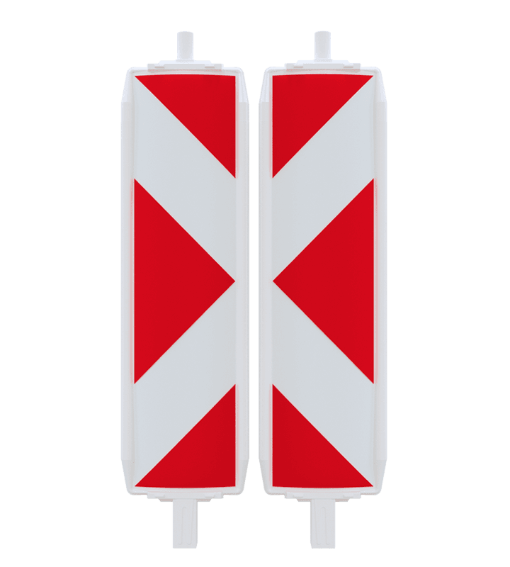 Kunststoffbake Typ 60 pfeilförmig, doppelseitig, rot/weiß reflektierend