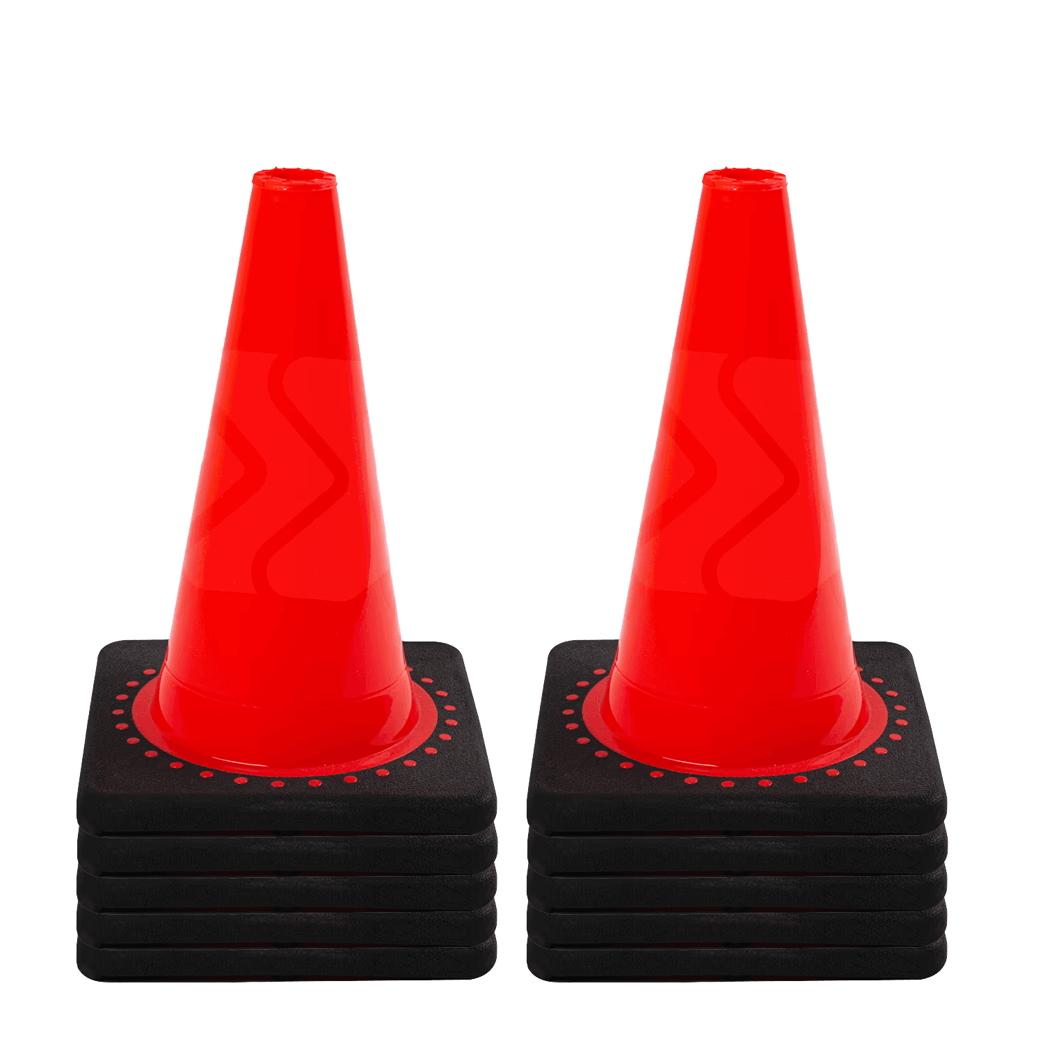 Verkeerspion 300mm oranje met verzwaarde voet - set 10 stuks