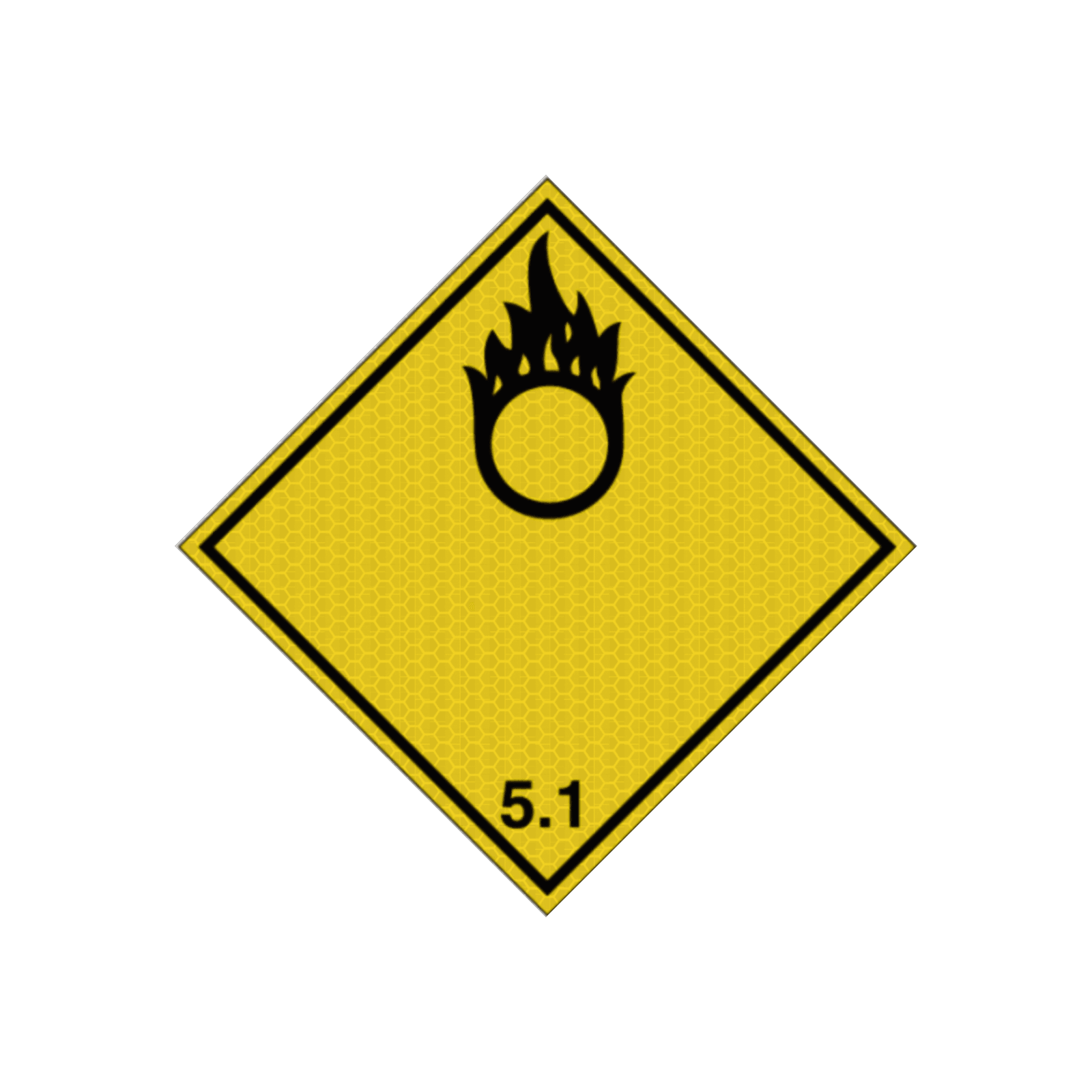 Pictogram ADR 5.1 - Oxyderende stoffen - reflecterend