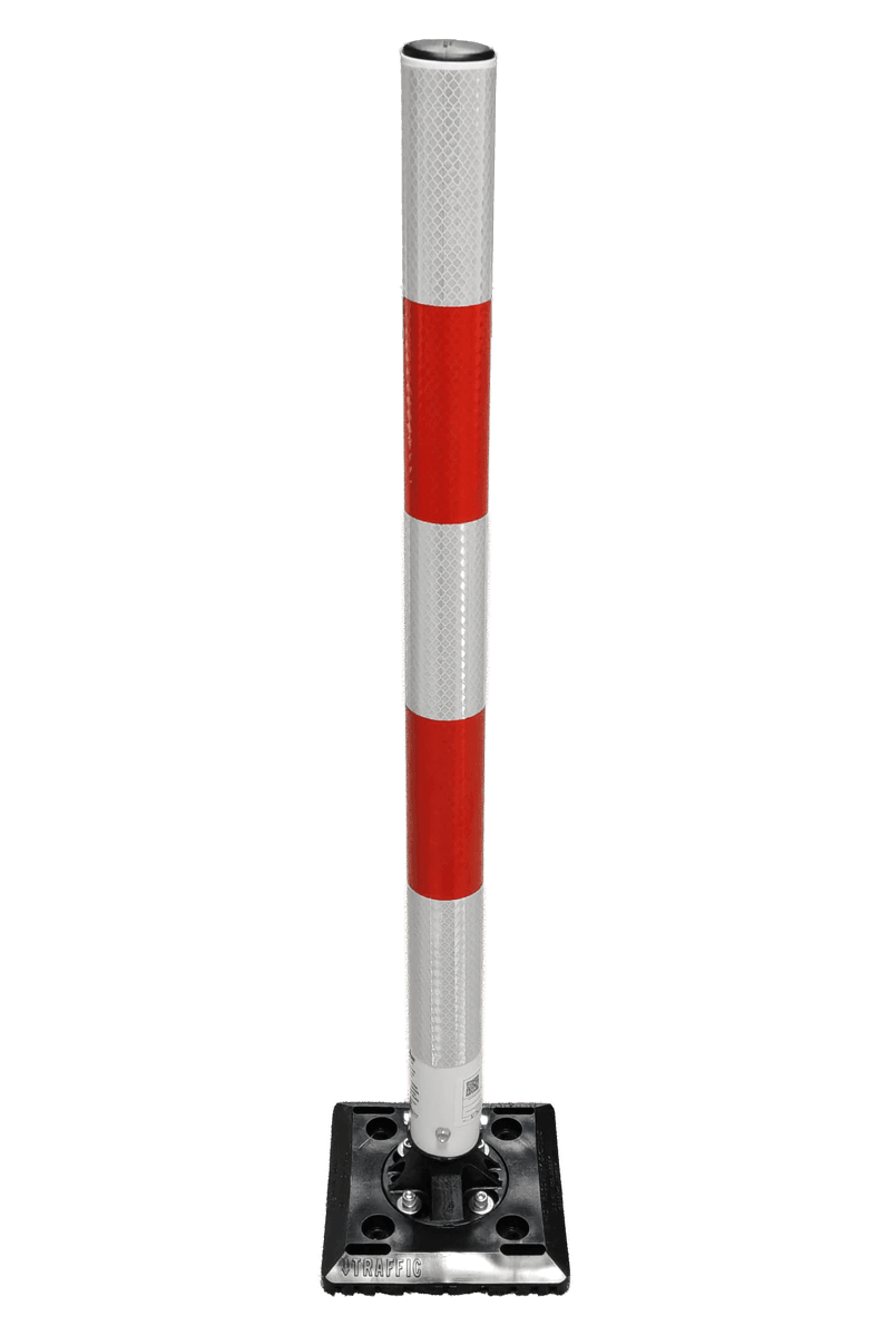 TS-KICKFLEX-RW flexibele kunststof veerpaal Ø60x1000mm rood/wit reflecterend - met veermechanisme