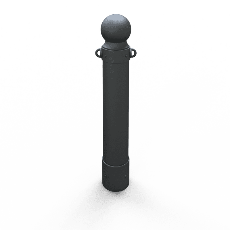 Trottoirpaal staal TS-HERITAGE Ø140mm met aluminium bolkop en kettingogen antracietgrijs
