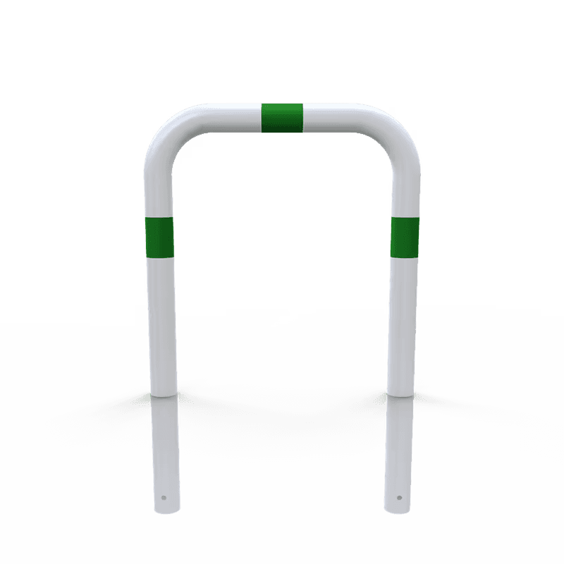 Beschermbeugel staal wit/groen Ø76x750x1150mm met grondanker