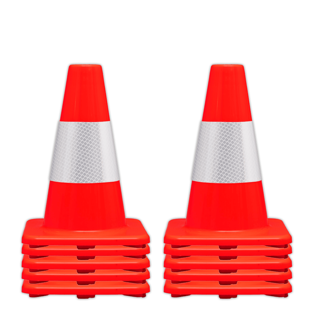 Afzetpion oranje 30 cm flexibel PVC met wit reflecterende band - set 10 stuks