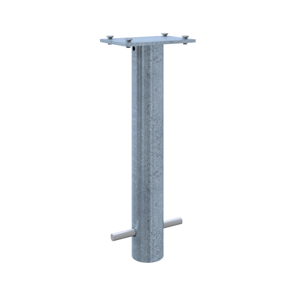 Manchon de sol pour poteau rabattable avec platine 100 x 150 mm