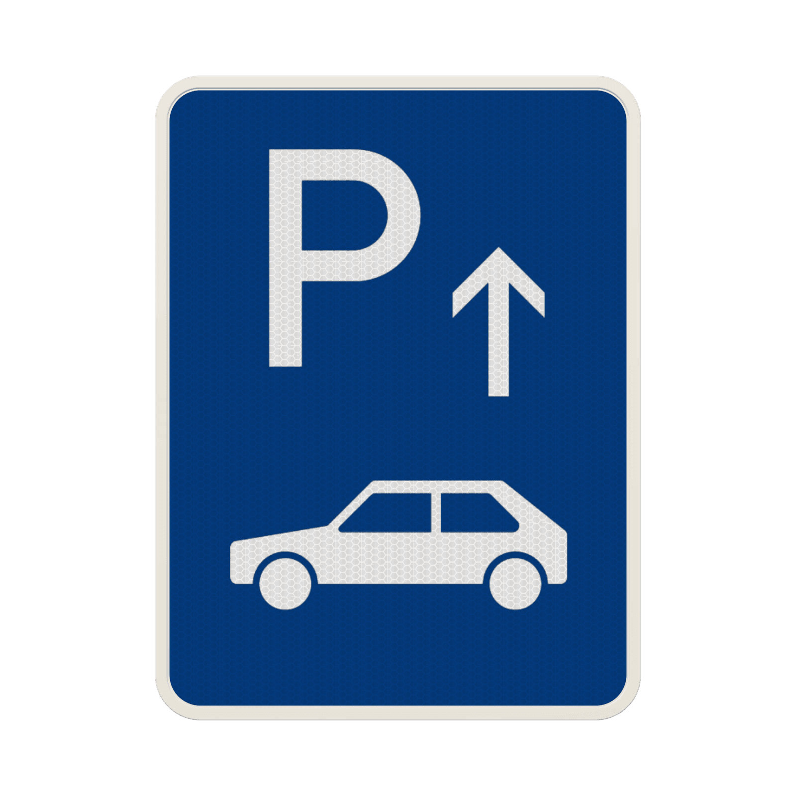 Verkehrsschild Parkplatz mit Pfeil nach Wunsch - reflektierend