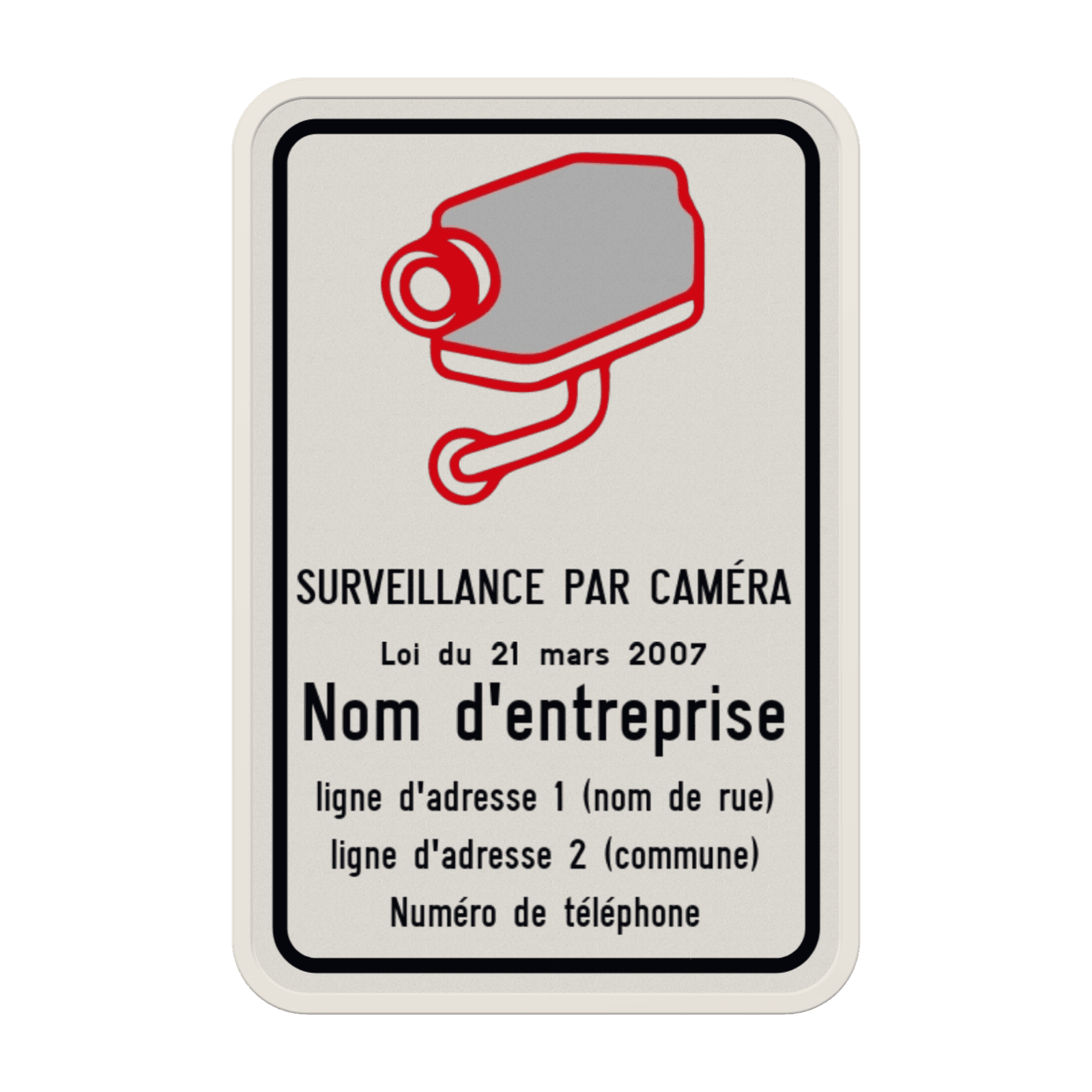 Panneau officiel de surveillance par caméra - Belgique - loi du 21 mars 2007