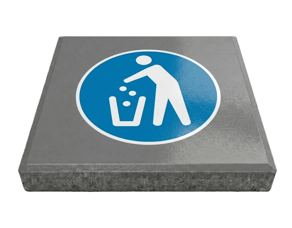 Stoeptegel afval in afvalbak (TS-ST_AVB) - 30x30cm met facetrand